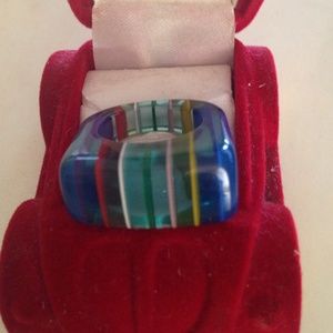 COPY - Retro 1960s Mod Chunky Clear Lucite Rings Stripe